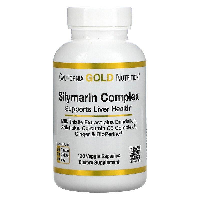 California Gold Nutrition, силімариновий комплекс, екстракт розторопші, кульбаба, артишок, куркумін Curcumin C3 Complex, імбир і B