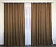 Комплект однотонних коричневих штор мікровелюр 200x270 2 шт, Готові штори коричневого кольору в спальню, вітальню, зал, фото 2