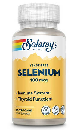 Селен Solaray Selenium 100 mcg yeast-free 90 veg caps, фото 1
