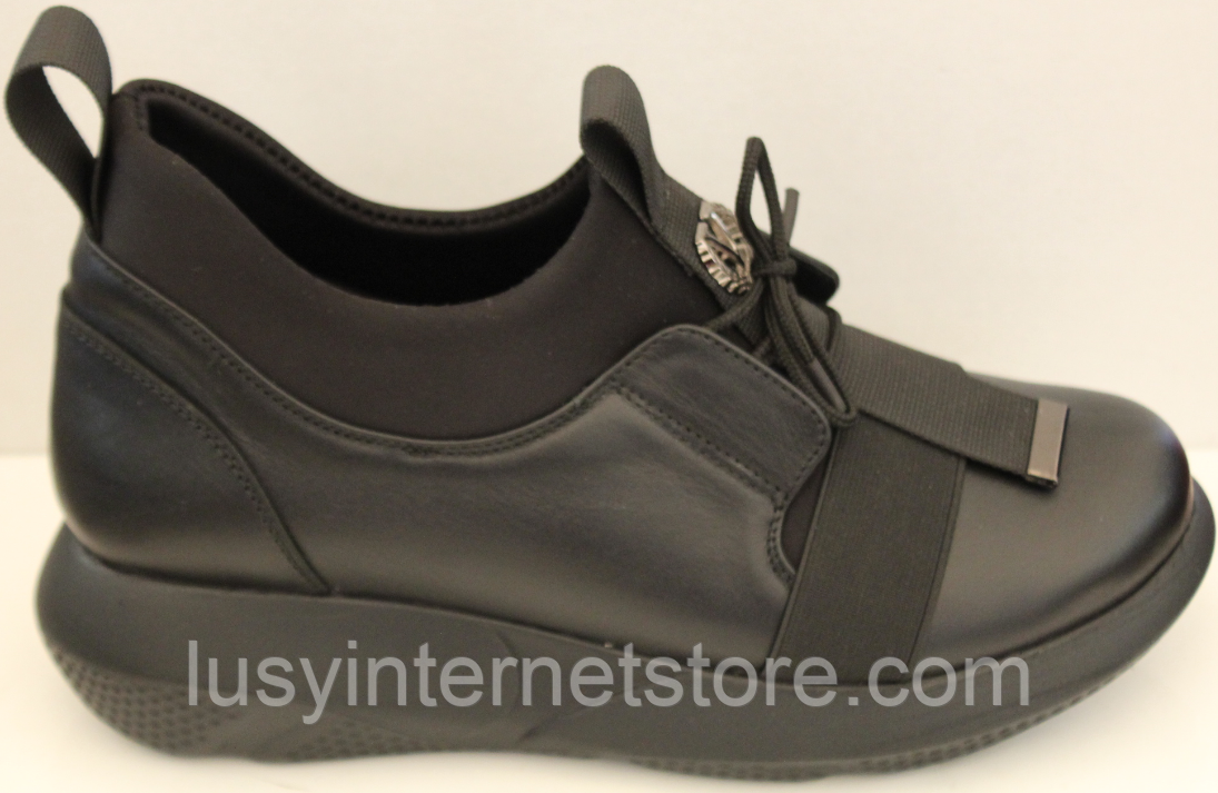 Туфлі шкіряні чорні на танкетці від виробника модель ТН21-13, фото 1