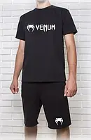 Мужской костюм Venum летний футболка спортивная и шорты с карманами, Комплект трикотажный с принтом Венум