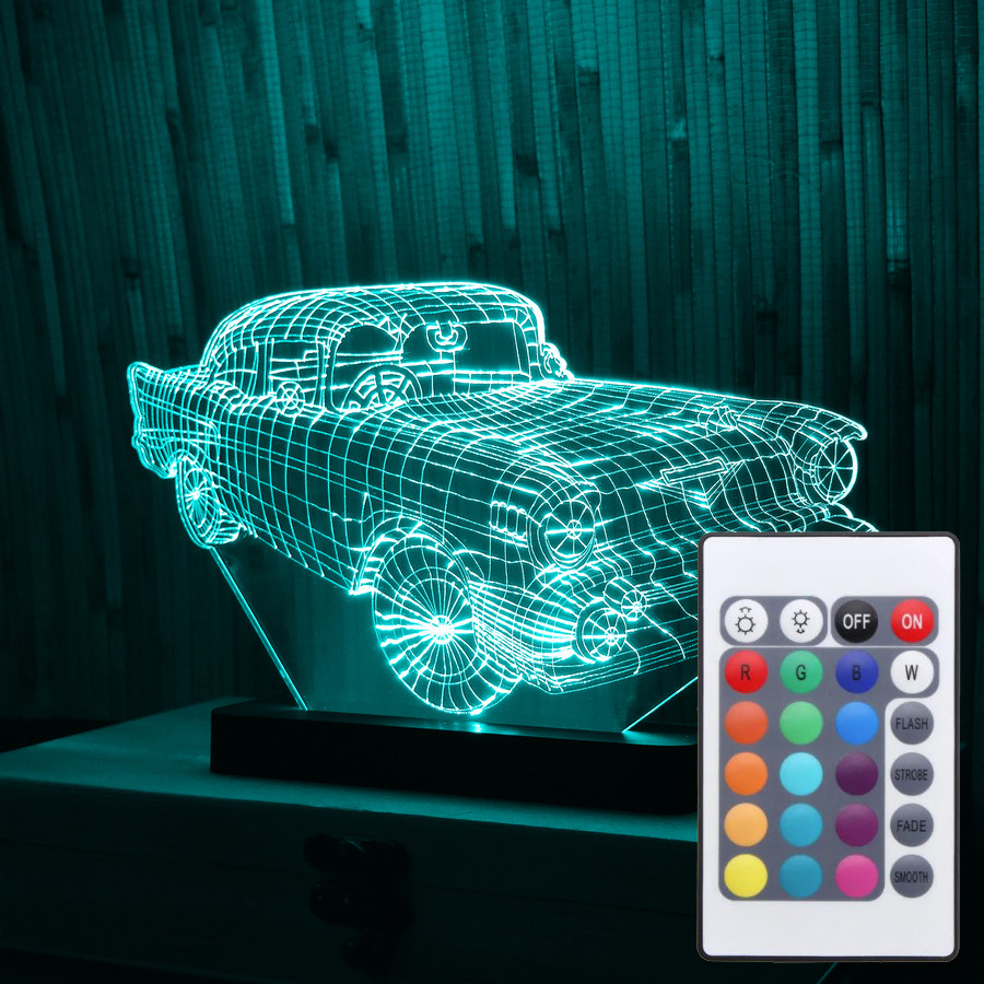 Акриловий світильник-нічник з пультом 16 кольорів Машина tty-n000029