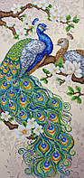 Набор для вышивки бисером "Павлины" сад,цветы,сакура,влюбленные,частичная выкладка,25x54 см