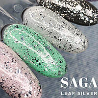 Топ зі сріблястими пластівцями поталі Saga Leaf Silver, 8 мл