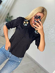 Блузка-сорочка жіноча молодіжна зроблена з котону модна міська повсякденна весна-літо-осінь