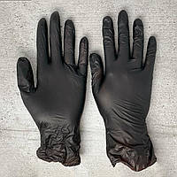 Перчатки одноразовые нитриловые виниловые гибрид медицинские черные неопудренные размер S 100 шт/уп