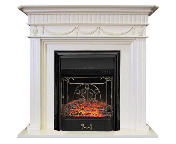 Пристінний камін Fireplace Люксембург Слонова кістка ефект мерехтливих дров зі звуком і обігрівом
