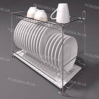 Сушарка для посуду настінне кріплення 500 мм подвійна з піддоном хром SP-2522