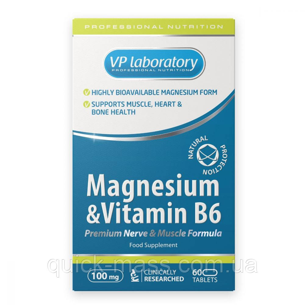 Вітаміни магній В6 VP Lab Магній Вітамін Б6 Magnesium & Vitamin B6 60 tab