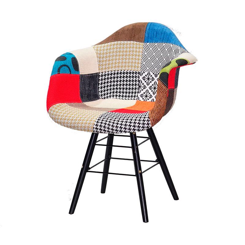 Крісло Leon Soft Q-BK Печворк №1 (клапті), чорні дерев'яні ніжки DAW armchair Charles Eames, стиль loft