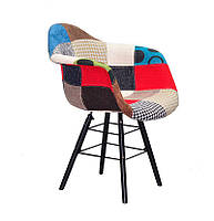 Крісло Leon Soft Q-BK Печворк №1 (клапті), чорні дерев'яні ніжки DAW armchair Charles Eames, стиль loft, фото 5