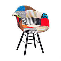 Крісло Leon Soft Q-BK Печворк №1 (клапті), чорні дерев'яні ніжки DAW armchair Charles Eames, стиль loft, фото 7