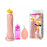 Фалоїмітатор із насінням і вібрацією, Дилдо фаллос на присоску з грушею і  пультом, інтимні іграшки для, фото 6