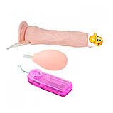 Фалоімітатор з сім'явипорскуванням і вібрацією, Ділдо фалос на присосці з грушею і пультом, інтимні іграшки дл, фото 7