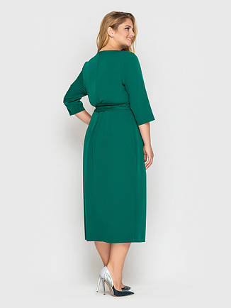 Шикарна сукня батал міді з запахом жіноча у великих розмірах, фото 2