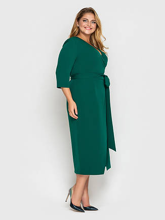 Шикарна сукня батал міді з запахом жіноча у великих розмірах, фото 3