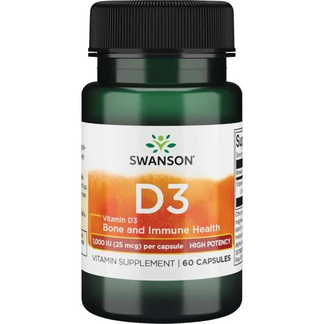 Swanson Вітамін D3, 1000 IU, (25 мкг) 60 капсул