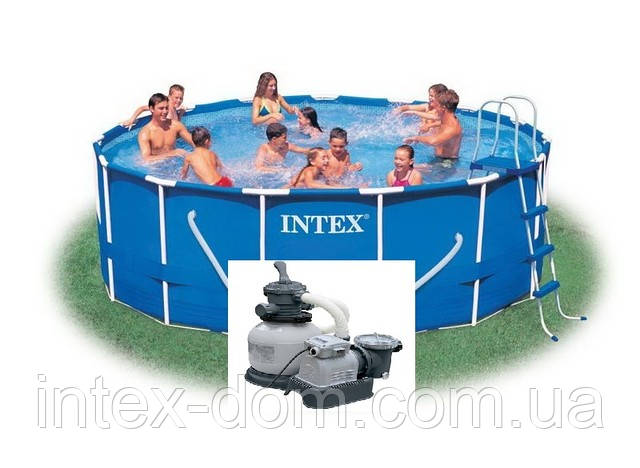 Каркасний басейн INTEX Metal Frame. Арт. 54946//28236 (457х122см)+28644 Пісочний фільтр-насос 4000 л/год Int