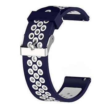 Ремінець силіконовий для годинника 20 мм Nike design темно-синій з білим