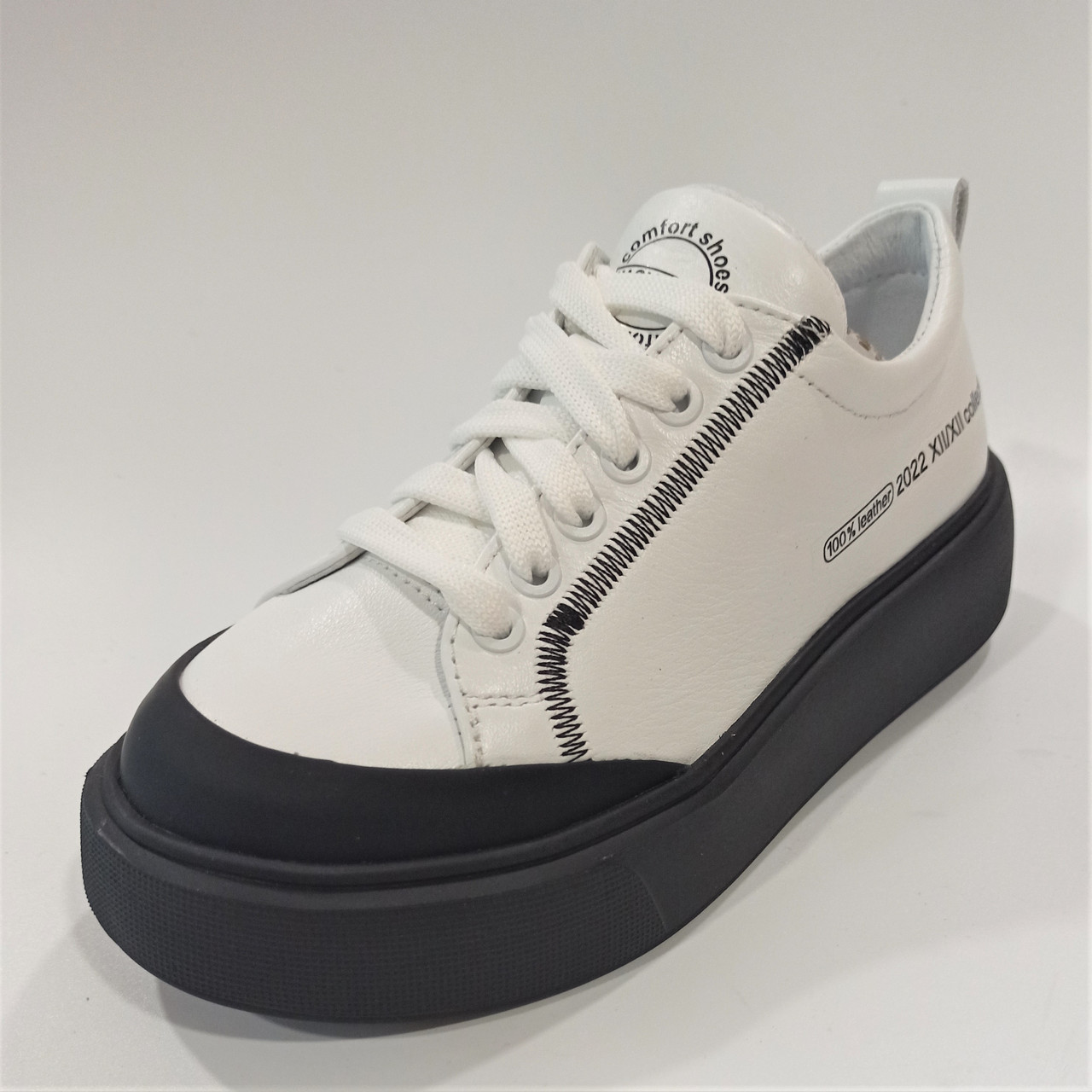 Білі кеди з чорним обідком, Masheros (код 1297) розміри: 32-40
