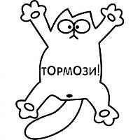 Вінілова наклейка на автомобіль - Кіт Саймон Гальмуй!