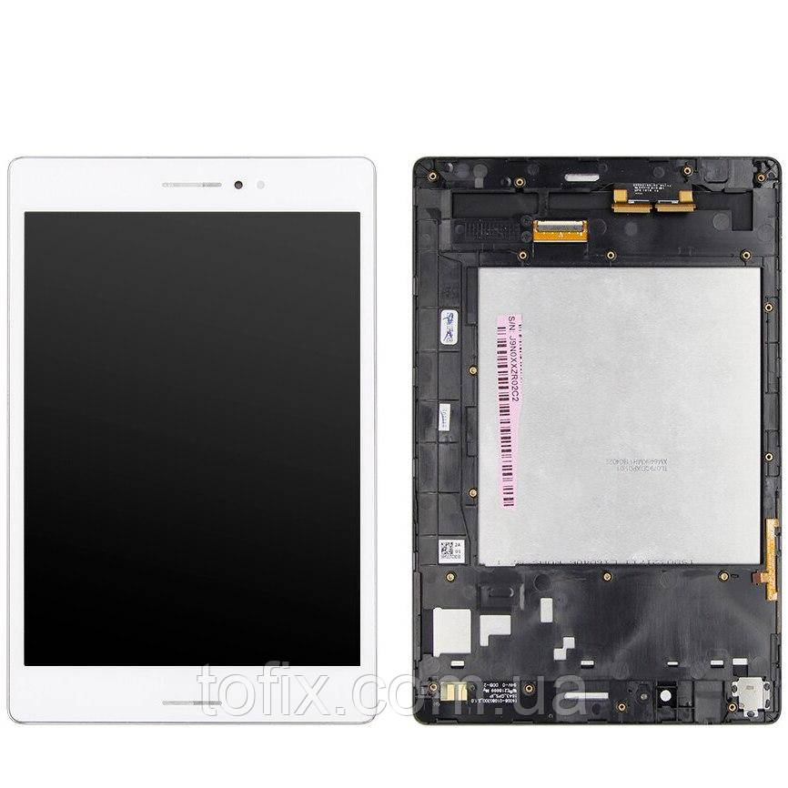 Дисплей для Asus ZenPad S 8.0" Z580C, модуль (екран і сенсор) шлейф 27мм, з білою передньою панеллю, оригінал