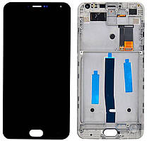 Дисплей для Meizu M2 Note (M571), модуль (екран і сенсор) чорний шлейф, з передньою панеллю, оригінал