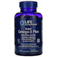 Супер Омега-3 Плюс, Omega Foundations, Super Omega-3 Plus, Life Extension, 120 Желатинових Капсул