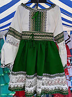Дитячий костюмчик вишиванка з мереживом  "Гуцулка" зелений