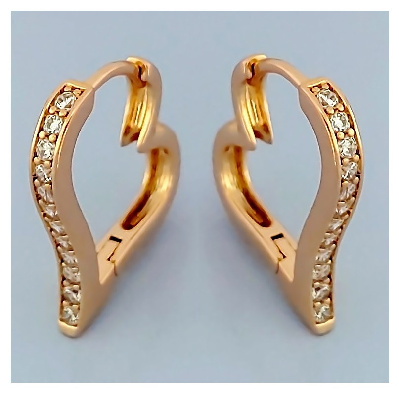 Сережки ХР з білими цирконами. Позолота 18К. Довжина: 2 см.