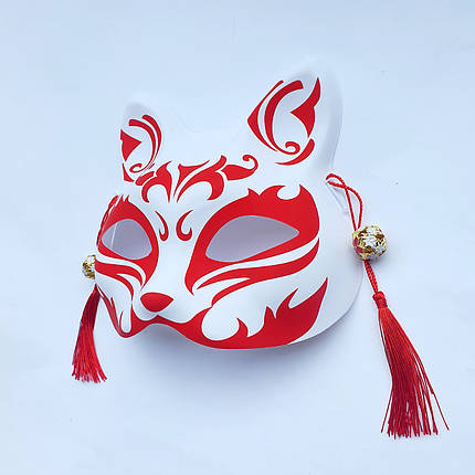 Маска Кіцуне Японської Лиси Kitsune червона, 18х17 см, фото 3