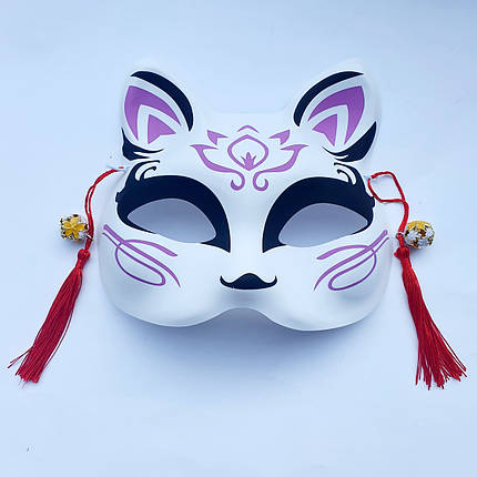 Маска Кіцуне Японської Лиси Kitsune фіолетовий, 18х17 см, фото 1