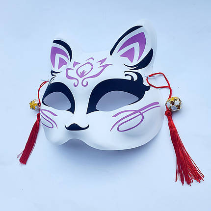 Маска Кіцуне Японської Лиси Kitsune фіолетовий, 18х17 см, фото 3