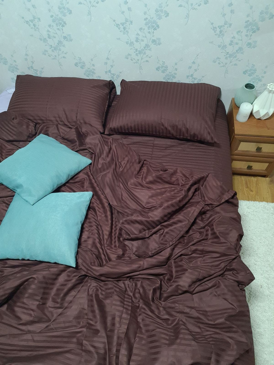 Євро страйп сатин -  Коричнева полоска