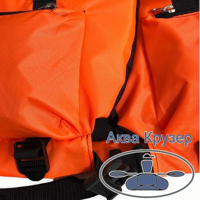 Спасательный страховочный жилет 80-100 кг с карманами оранжевый сертифицированный для рыбалки с лодки на воде - фото 4 - id-p1460951858