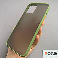 Чехол для iPhone 12 Pro Max с цветными кнопками противоударный матовый чехол на айфон 12 про макс зеленый TCB