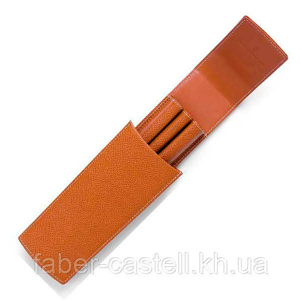 Шкіряний футляр на 3 ручки Graf von Faber-Castell Sliding case for 3 pens Epsom Сognac, колір коричневий, 118812