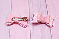 Бантики для волосся рожеві з екокожі з брошкою в школу набір 4 шт, фото 3