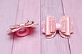 Бантики для волосся Рожеві з екокожі  в школу / прикраса для дівчинки набір 2 шт, фото 2