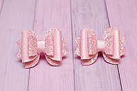 Бантики для волос из экокожи Розовые набор 2 шт 445 Об