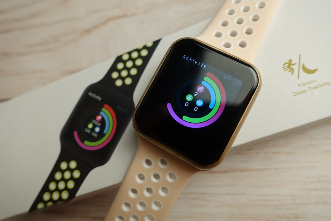 Смарт Часы Lemfo F8 с Пульсометром и Шагомером Золотистые с Розовым ...