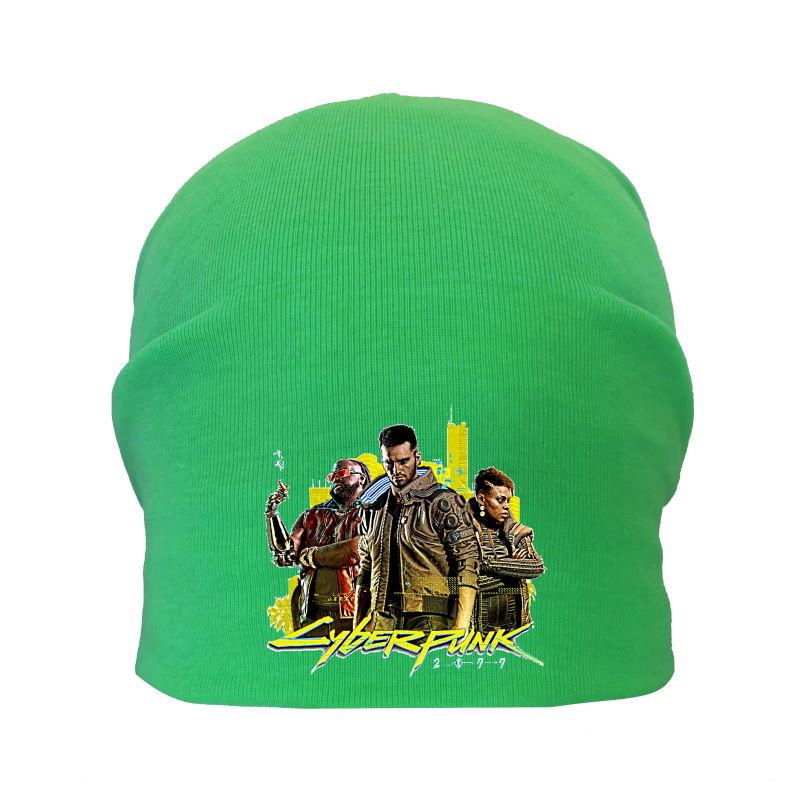 Шапка дитяча Кіберпанк зелена (Cyberpank — 001) 54-56 см, фото 1