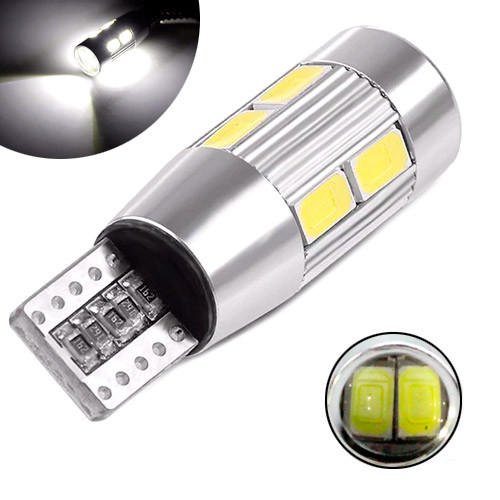 LED T10 W5W лампа в автомобіль, 10 SMD 5630, з обманкою Canbus, білий