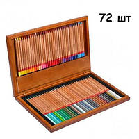 Набір різнобарвних олівців 72 шт., дерев'яний кейс Marco Renoir, подарунковий