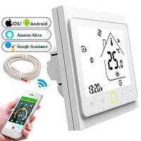 Терморегулятор Wi-Fi для ел теплої підлоги 220 В 16 А BHT-002-GBLW, білий