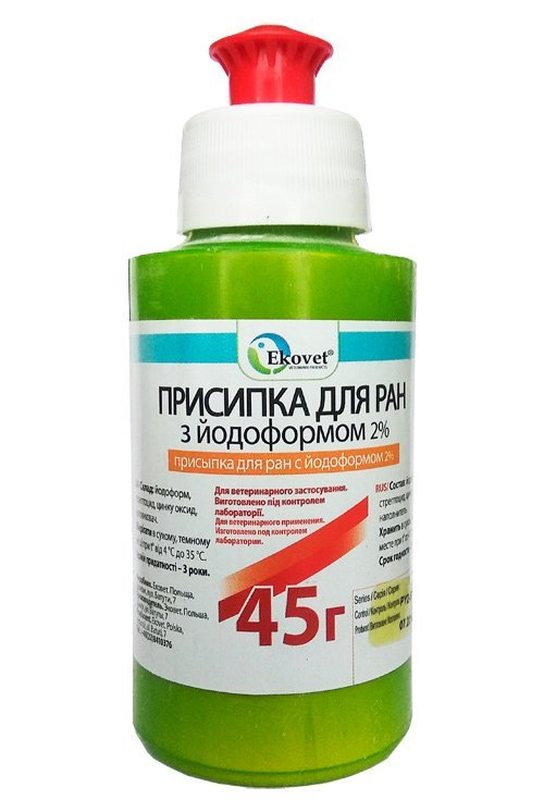 Присипка для ран у тварин з йодоформом 2%, 45г Эковет