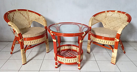 Набір плетених меблів Ява Cruzo з ротанга два крісла + столик