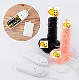 Чорний фалоїмітатор з обертанням на пульті 17 см, фаллос-катор із вібрацією на присоску, інтимні іграшки для, фото 3