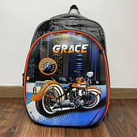 Рюкзак ранец с 1-4 класс ортопедической спинкой для мальчика с мотоциклом