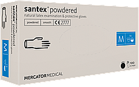 Перчатки латексные с пудрой размер - M (рукавички латексні) Mercator Medical Santex® powdered 100 шт.